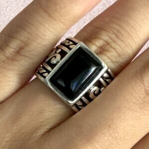 silpada sterling silver black onyx filigree scroll r1096 ring size 5.75